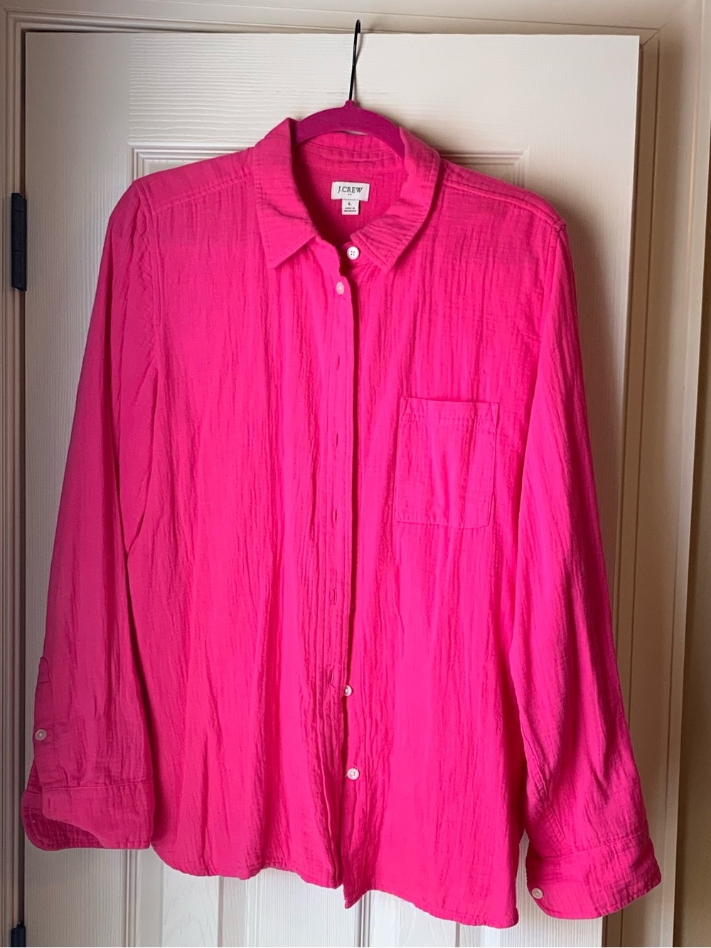 EUC - J. Crew - Soft Long Sleeve - Size L - Hot Pink